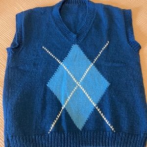 Men's Handmade Wool Sweater Vest in Blue! Hot! Excellent condition.